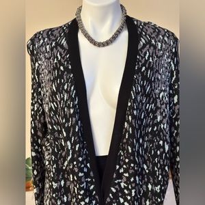 Lane Bryant Black,Purple Gray Cardigan Sweater No Button Long Sleeves Sz 14/16.